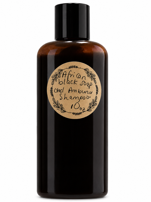 African black soap and Ambunu shampoo infused with Ayurvedic herbs. Clarifying shampoo. 10oz
