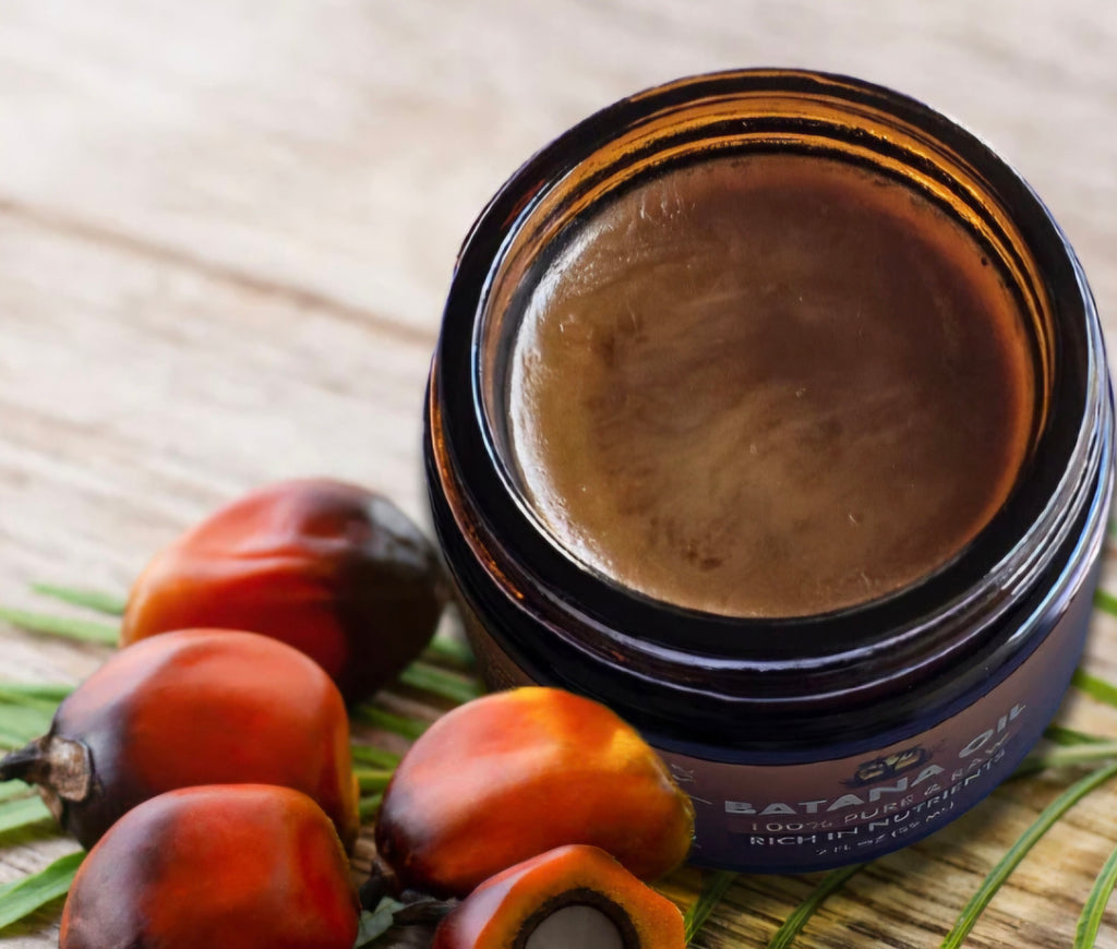 Raw batana oil from Honduras for hair and skin care. Moisturizing formula. 4oz/ 1oz available.